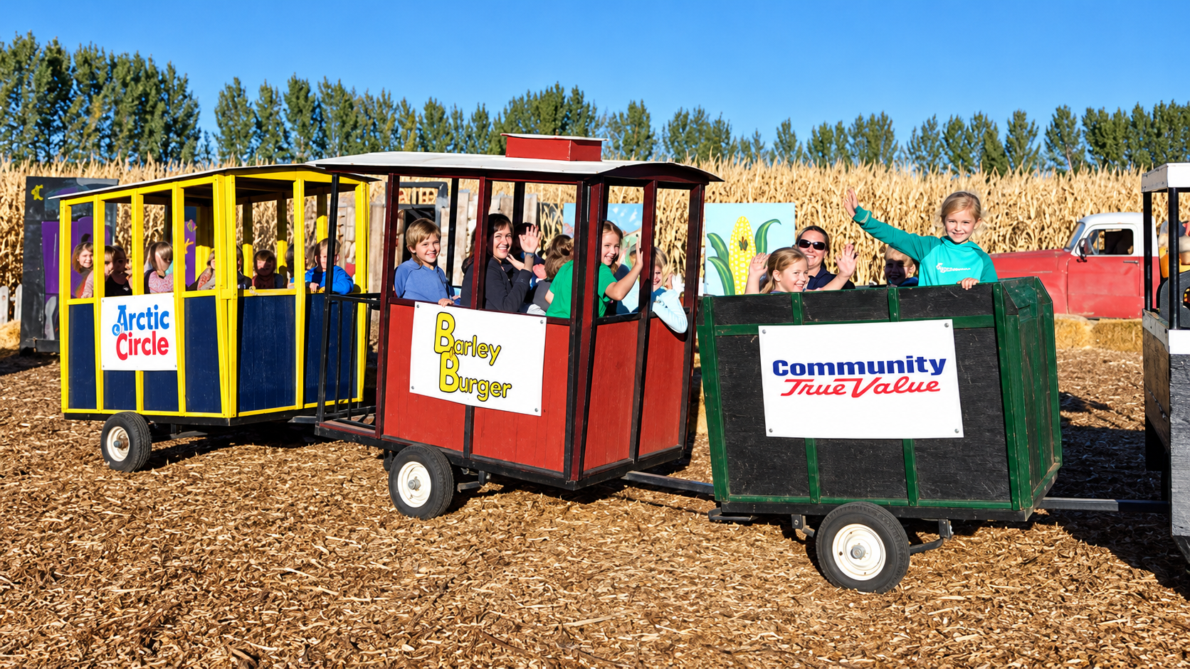 Riders on the Magic Valley Express train — enhanced photo